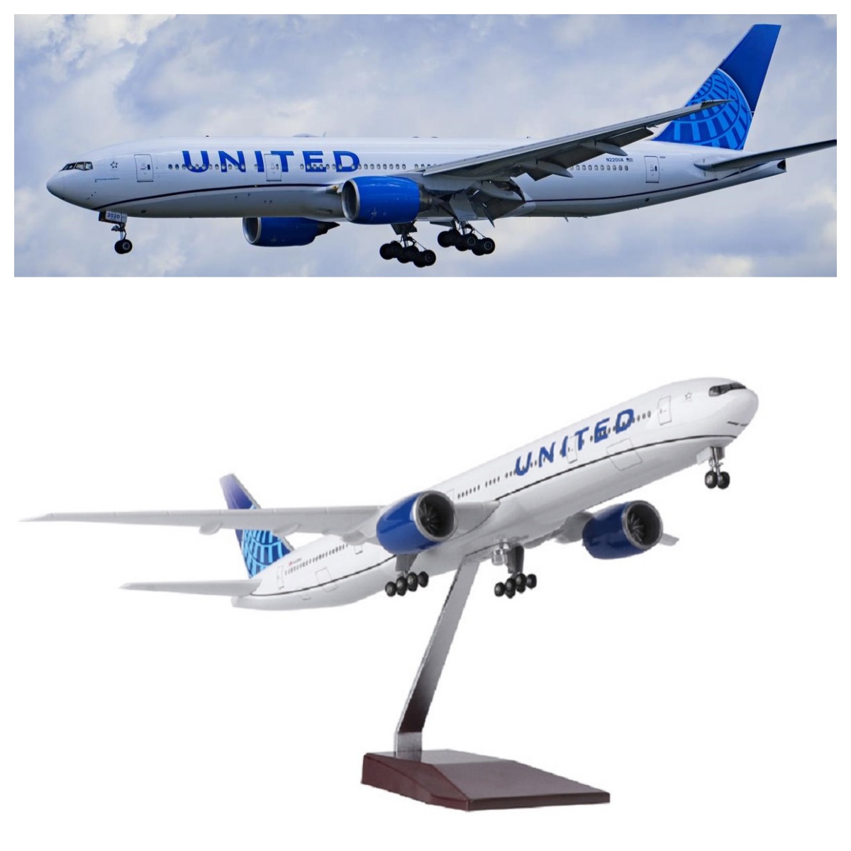 1/157 スケール航空機 777 B777 ユナイテッド航空 47 センチメートル飛行機モデル着陸装置ホイール付きライトグッズ航空ギフト用