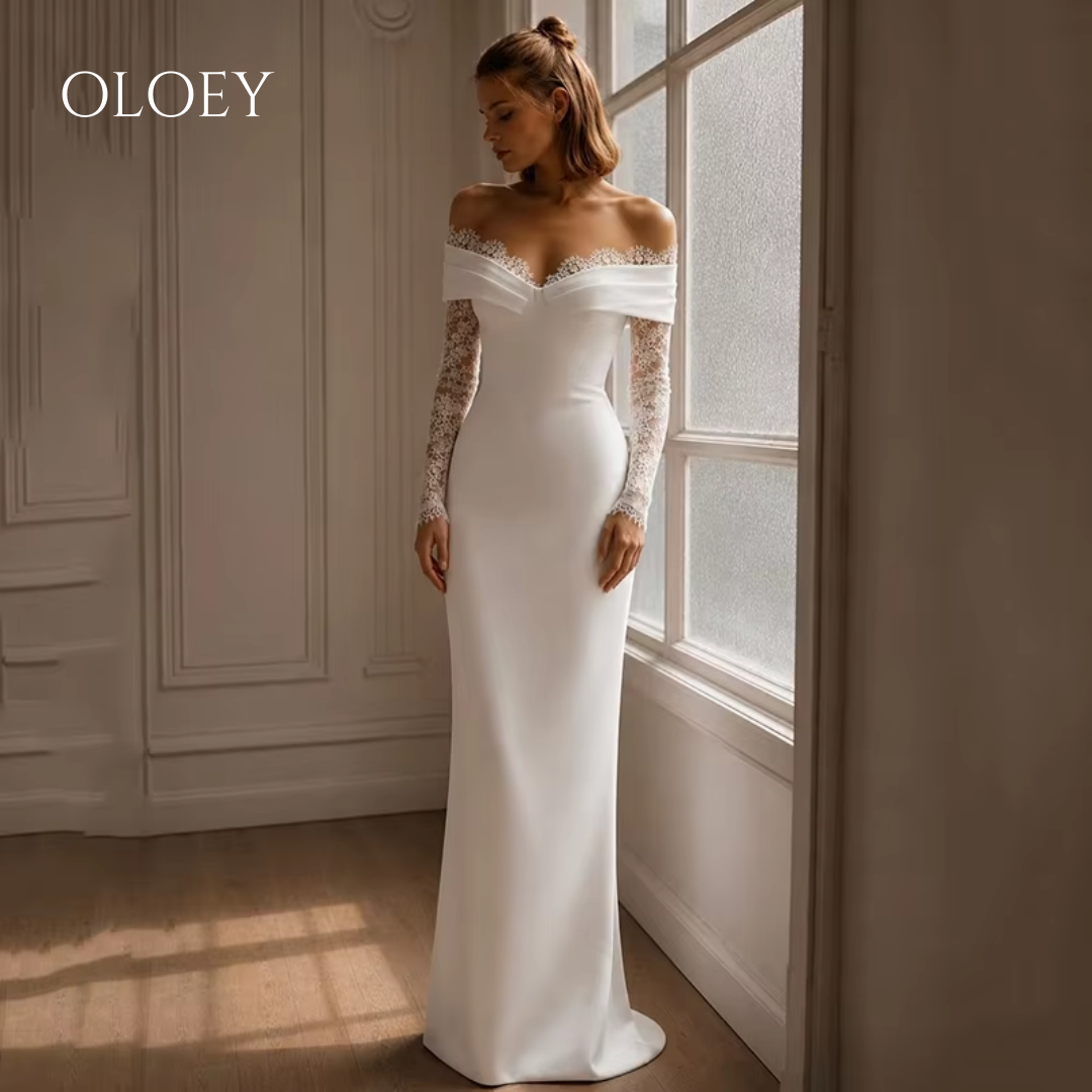 OLOEY クラシックウェディングドレス恋人長袖レースマーメイドフォーマルイベントブライダルドレス Vestido デノビア 2026 カスタマイズ