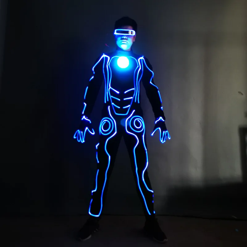 LED 衣装ライト男性パーティーステージナイトクラブボディスーツヒーローコスプレスーツ発光パフォーマンス光るダンサー着用サーカス服