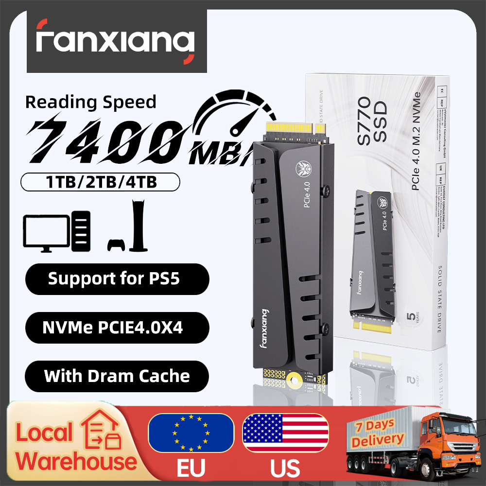 [EU/米国船] Fanxiang S770 M.2 SSD NVMe 7300MB/s 1TB 2TB 4TB PCIe4.0x4 内蔵ソリッドステートドライブ PS5 デスクトップ SSD ハードディスク用