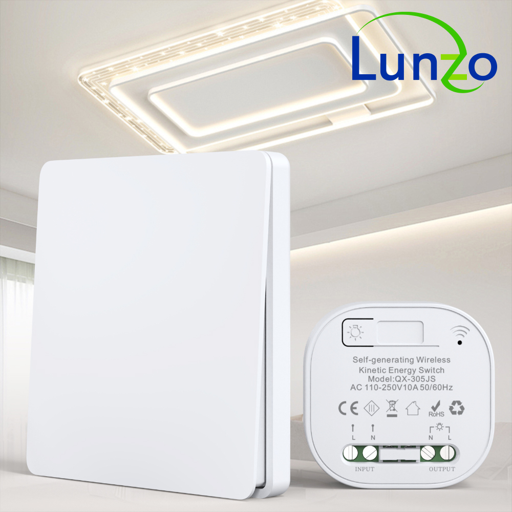 Lunzo RF 433 自己生成ワイヤレススイッチ 1 ギャング電池不要自己電源式防水リモコンライトスイッチ