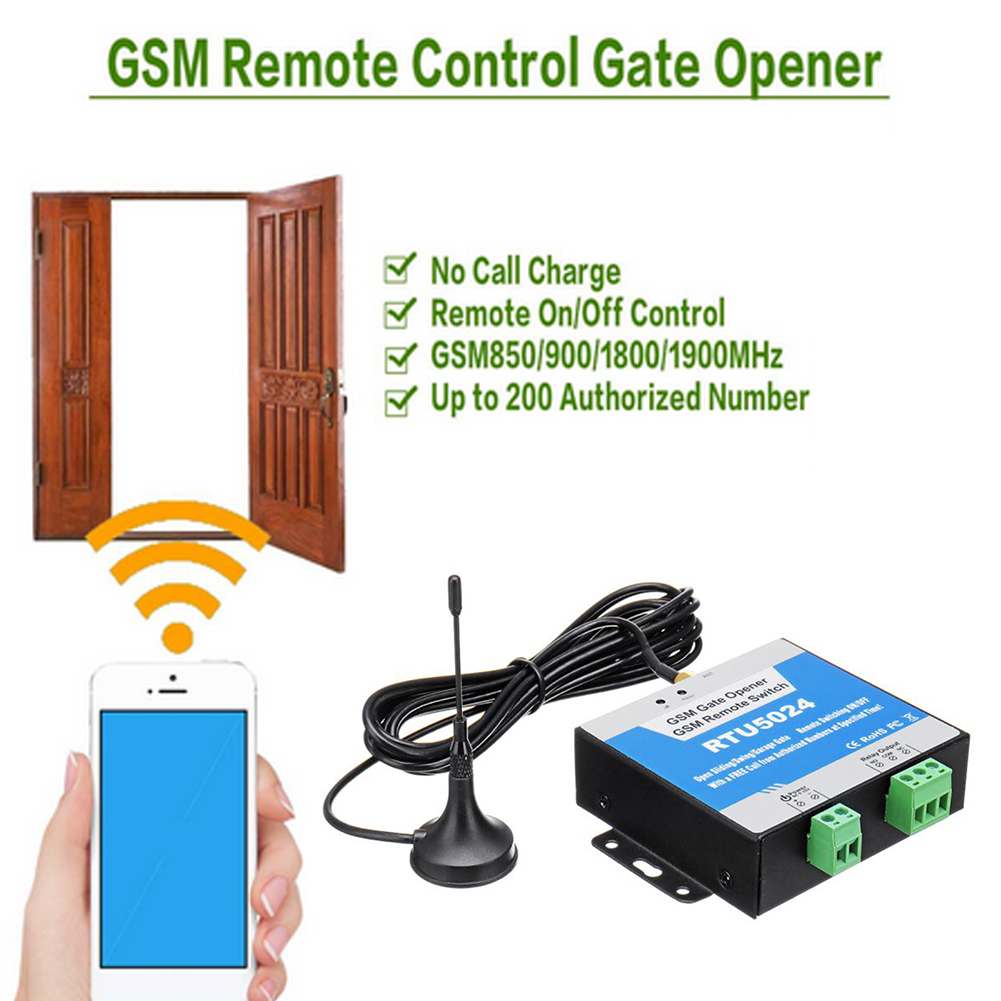 RTU5024 Gsm 制御モジュールスイッチオートメーションガレージドアアクセスロングアンテナフリーコール 850/900/1800/1900MHz ドアオープナー