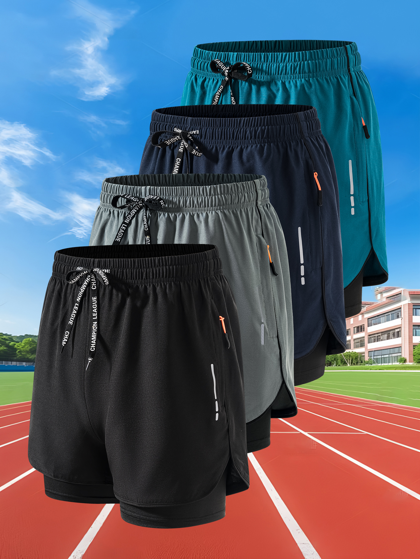 夏のメンズランニングショーツフィットネスジムトレーニング 2 in 1 スポーツショーツクイックドライワークアウトジョギングダブルデッキショーツ