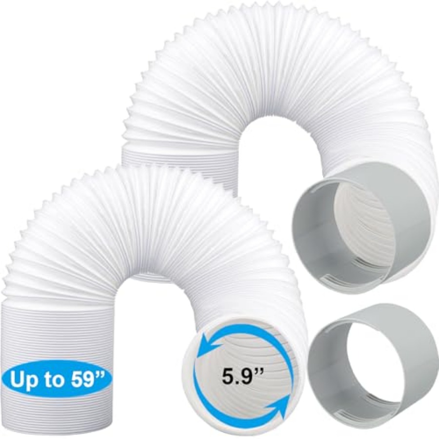 2 Pack 5.9 Inch Portable Air Conditioner Hose with Coupler Exhaust Vent AC Hose Connector with Tube Connector Total 118" Length