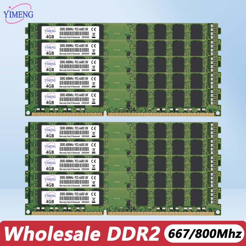 卸売 10/30/50個 DDR2 2GB デスクトップメモリ RAM PC2 667 800Mhz 1.8V 240ピン DIMM Non-ECC PC2-6400 PC2-5300 メモリ RAM