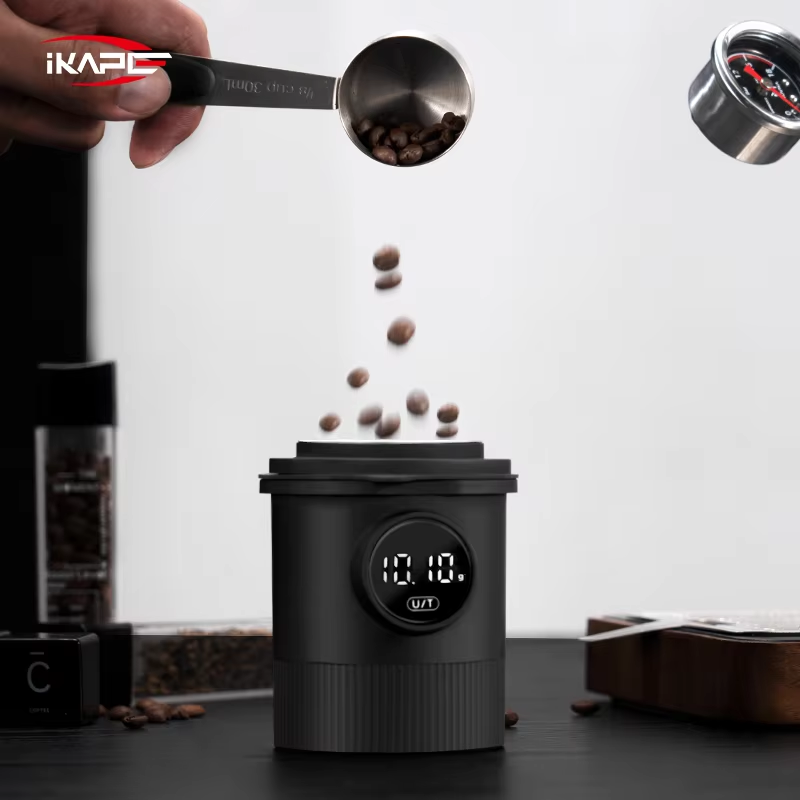 IKAPE 充電式エスプレッソ計量カップ、2-in-1 コーヒー豆 LED スケール、コーヒー醸造用に設計