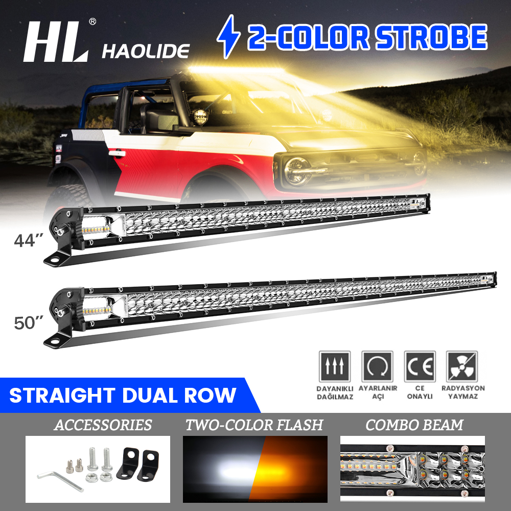 HAOLIDE スーパースリム 12D 14 "20 32" 44" LED ライトバースポットフラッドデュアル行 Led バー 4x4 ATV オフロード使用 LED ワークライト 12V 24V