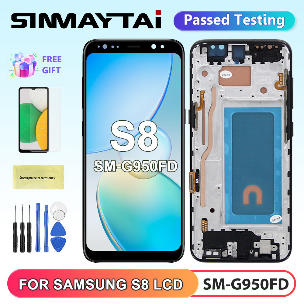 新しい S8 液晶サムスンギャラクシー S8 G950 G950F lcd ディスプレイタッチスクリーンデジタイザアセンブリ S8 画面フレーム交換