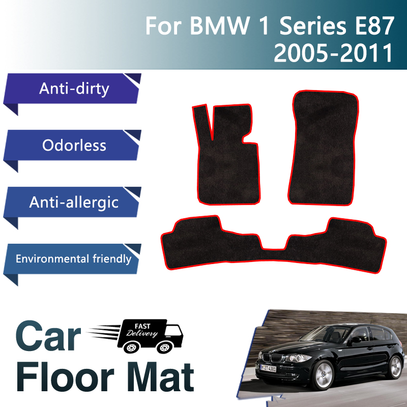 高級車のフロアマット BMW 1 シリーズ E87 2005 〜 2011 5 ドアハッチバックポリエステルフランネル敷物フロアカーペット Tapetes カーアクセサリー