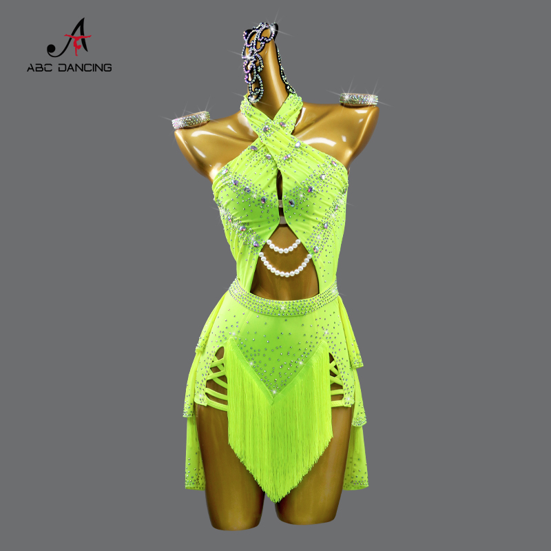 ラテンダンスの服レディースライン衣装新しいドレスステージガールズサンバスーツ衣装パーティーパフォーマンス練習着セクシーなカスタマイズ
