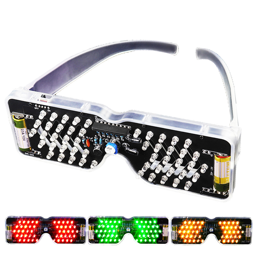 DIY LED メガネ電子キット DIY はんだプロジェクト練習はんだアセンブリサウンドコントロールダイオードフラッシュライト眼鏡