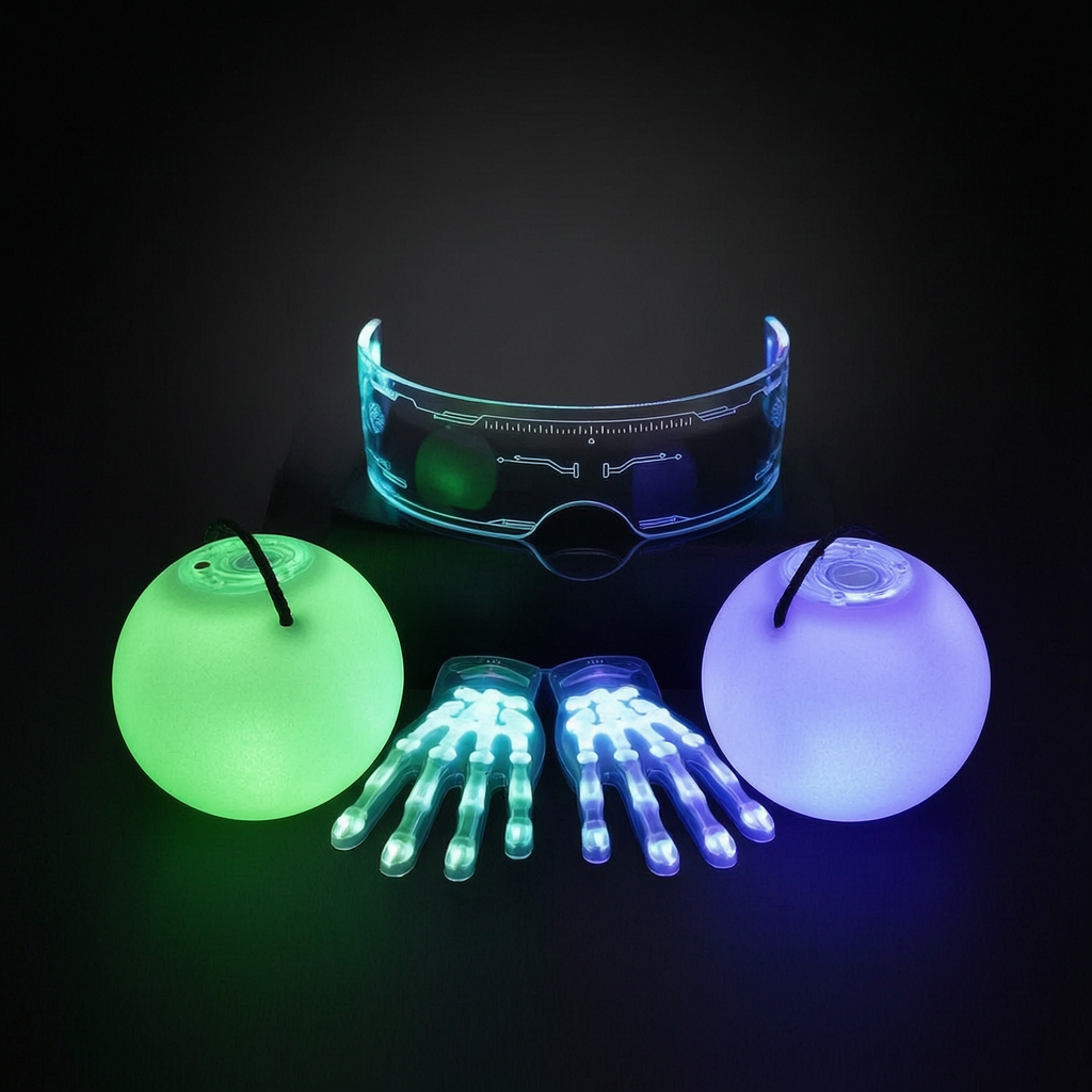 LED Accessories Cosplay Halloween Party Luminous Gloves Glasses Ball Glowing Performance Dance Props