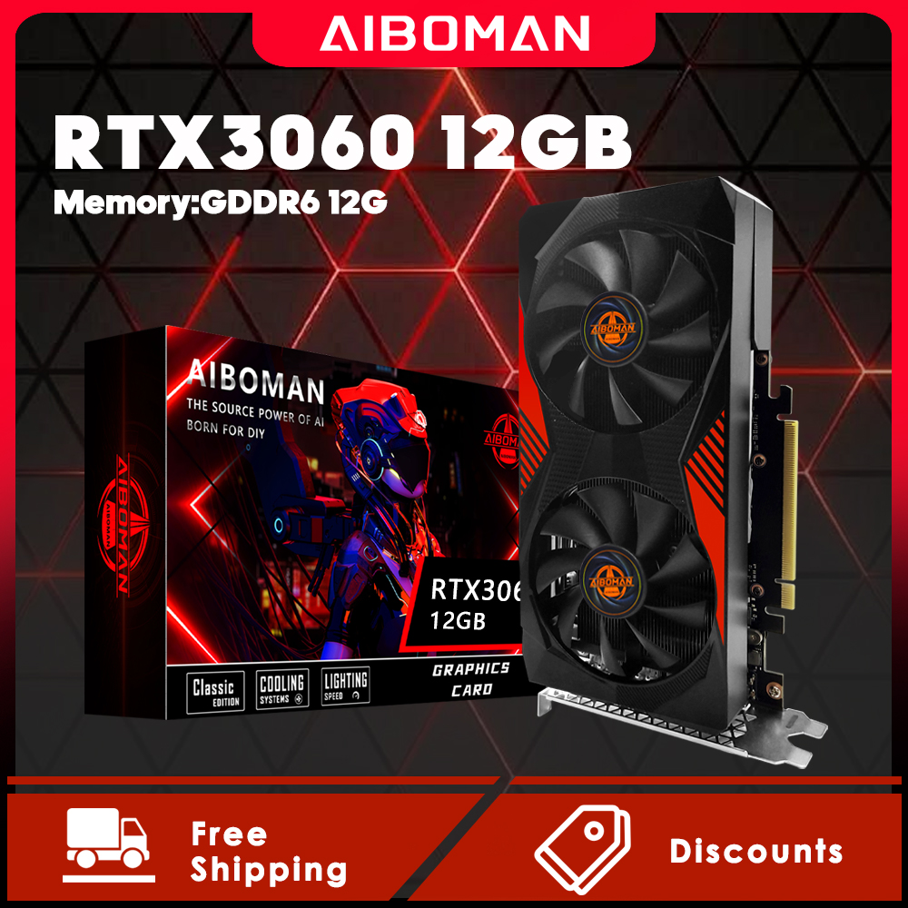 AIBOMAN Graphics Cards GeForce RTX 3060 12GB NVIDIA GPU GDDR6 192bit 8Pin PCI-E 4.0 x16 rtx3060 12gb Suitable for gaming