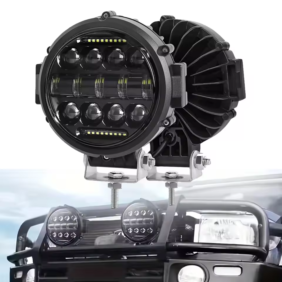 7 インチラウンド LED ワークライト 7 インチ高輝度オフロードルーフスポットライトトラックピックアップ SUV ATV UTV 7 インチ車のワークライト