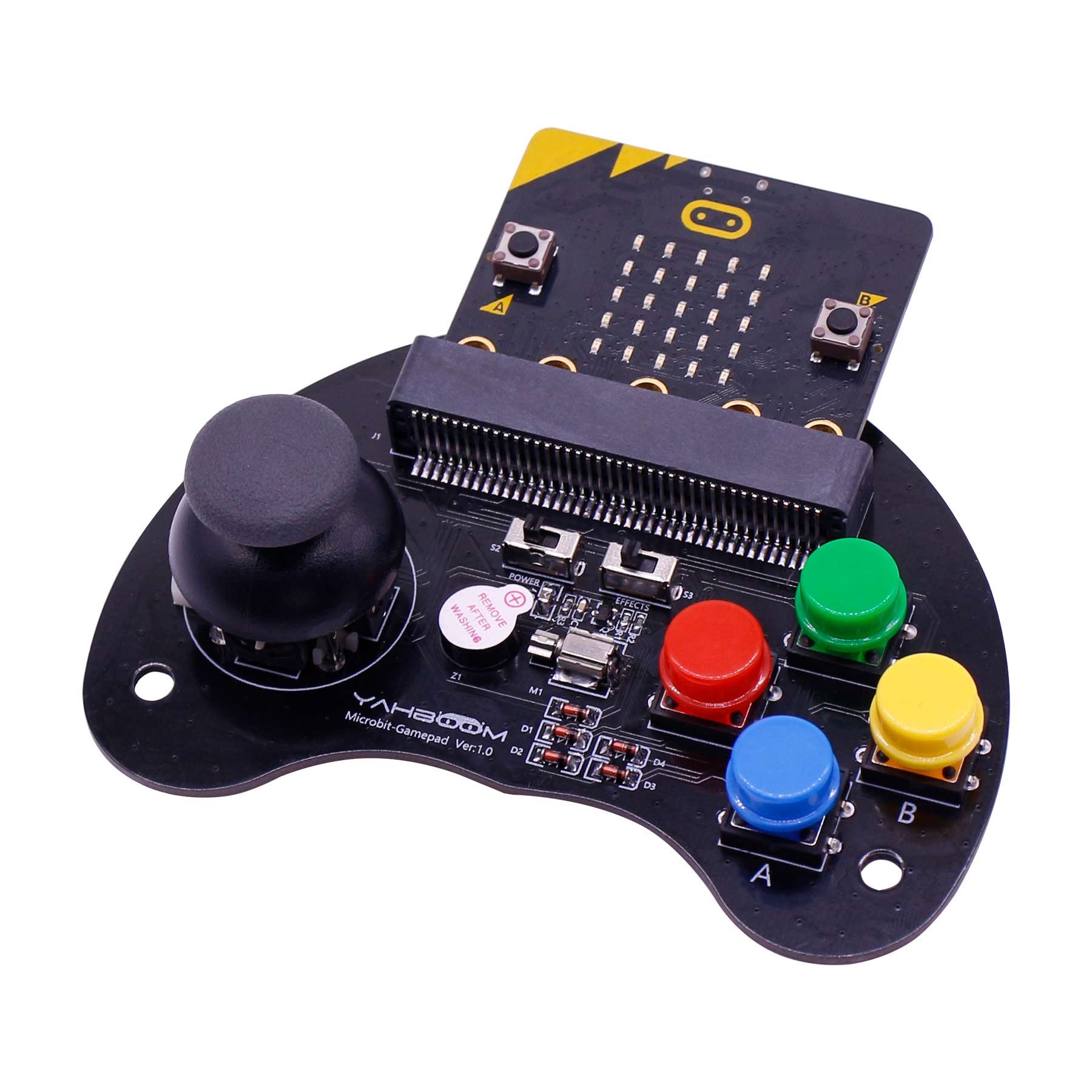Yahboom ベーシック ゲームパッド ボタン ロッカー付きマイクロビット ハンドルは、STEM 教育用モーター ブザー付きマイクロビット ロボット カーを制御できます。