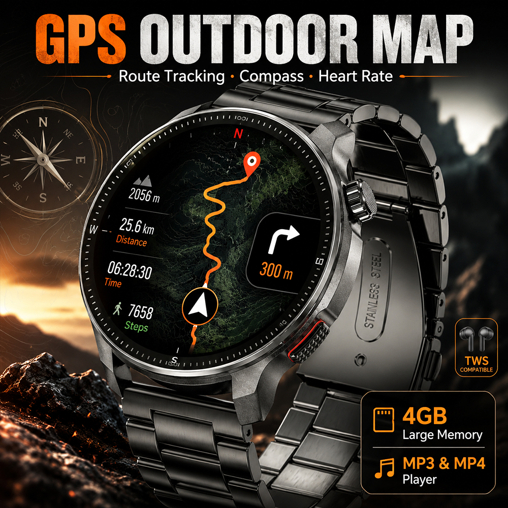 2026 GPS スマートウォッチ 4 ギガバイトストレージオフラインマップローカルミュージックビデオ再生 200 カスタムダイヤルアウトドアスポーツ防水スマートウォッチ