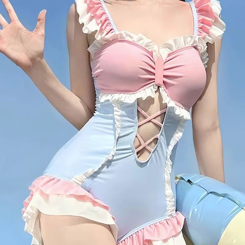 かわいい日本韓国女性の水着かわいい女の子水着夏のビーチ職業水着ファッションセクシーなスリムビキニ速乾性