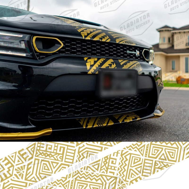 トライバルレーシングストライプデュアル10インチダッジチャージャー用SRT Gt、Srt、スキャットパック、ヘルキャット車デカールチャージャーハニーステッカー