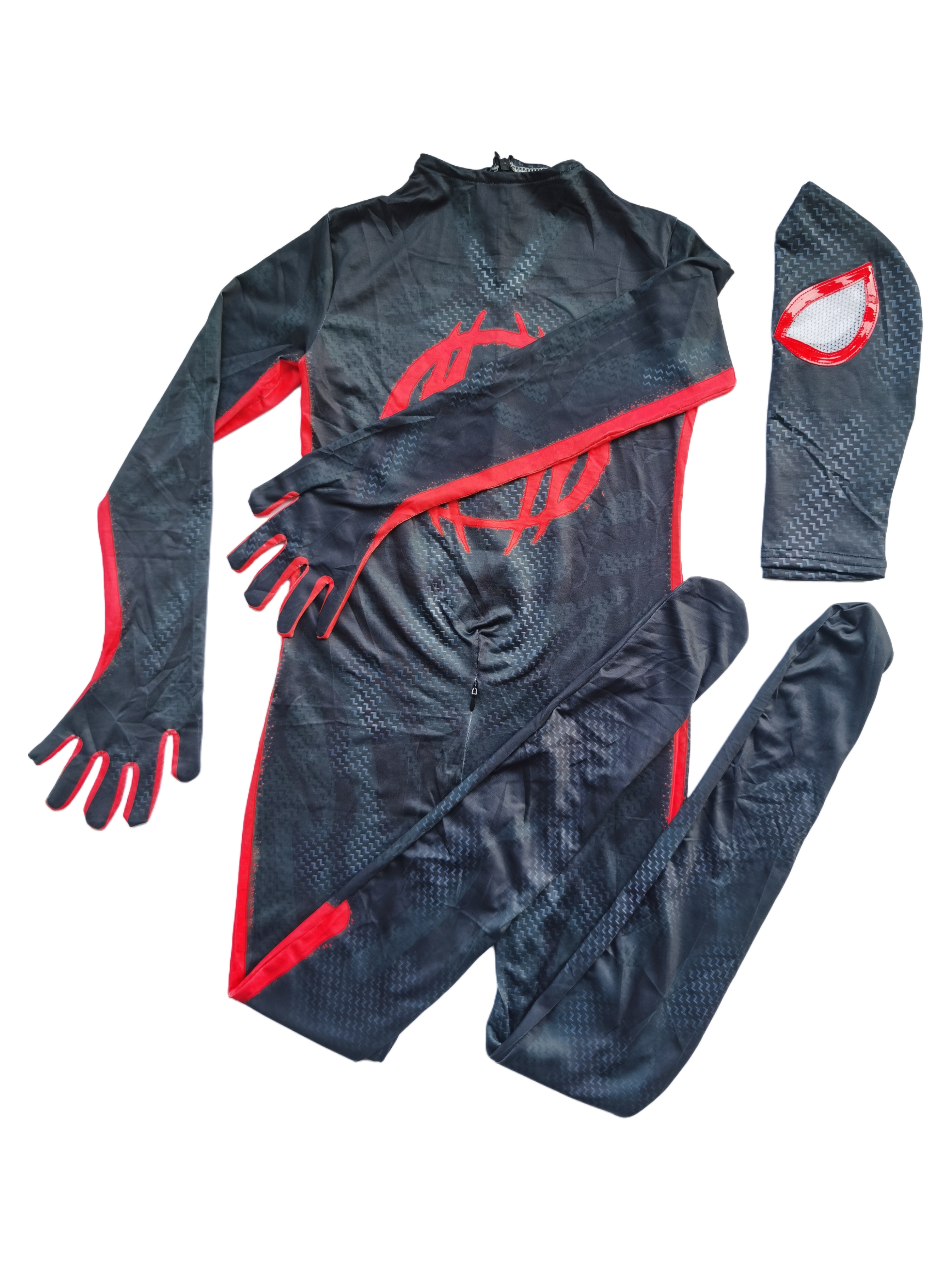 キッズ ヒーロー コスチューム ジャンプスーツ マスク付き - 全身ジップアップ衣装 男の子用 ハロウィン 誕生日パーティー コスプレ ドレスアップ