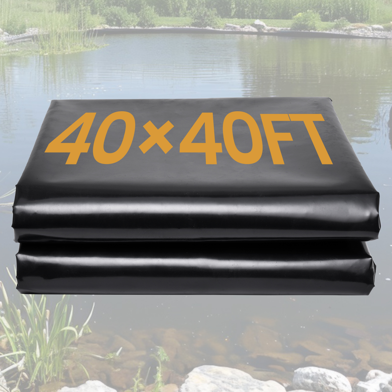 耐久性の高い40x40フィートの池ライナー、5層EPDM魚池ライナー – ウォーターガーデン用の漏れ防止防水ライナー