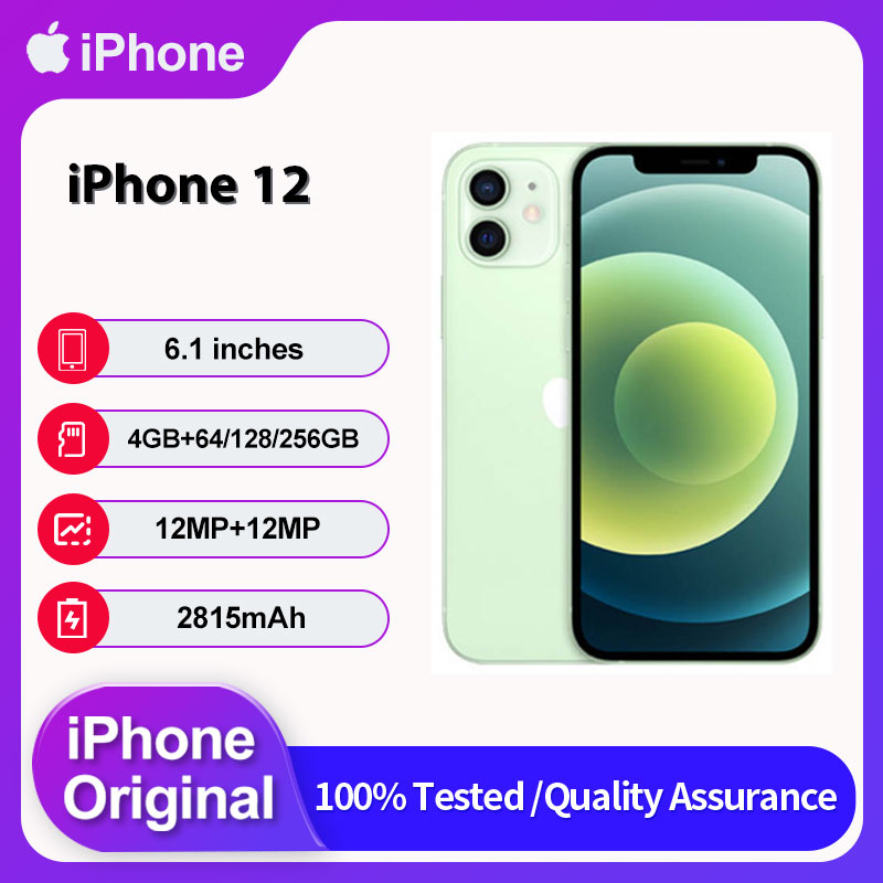 オリジナル Apple iPhone 12 5G Face ID ロック解除中古 IOS 14.1 6.1" 64/128/256GB ROM 2815mAh 携帯電話 12MP スマートフォン