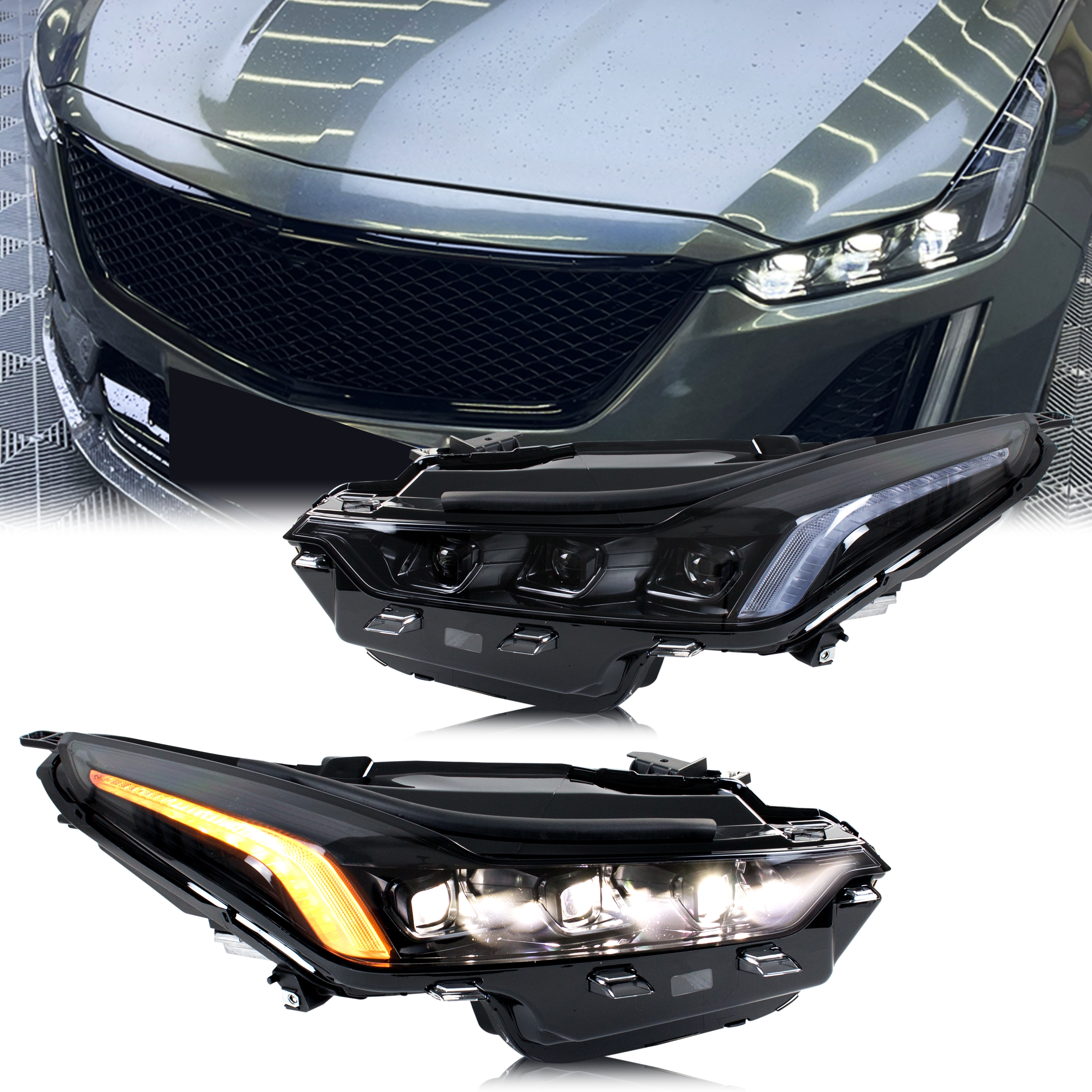 LED ブラックアウト ヘッドライト キャデラック CT5 CT5-V 2020-2027 DRL プロジェクター シーケンシャル ターンシグナル フロントランプ アセンブリ