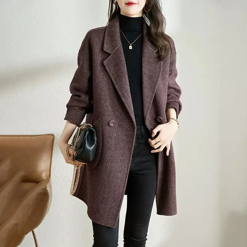 新しい女性の韓国ウールコート秋冬プラス綿 Thicke 暖かいロングウールジャケット女性ワード穀物防風アウター