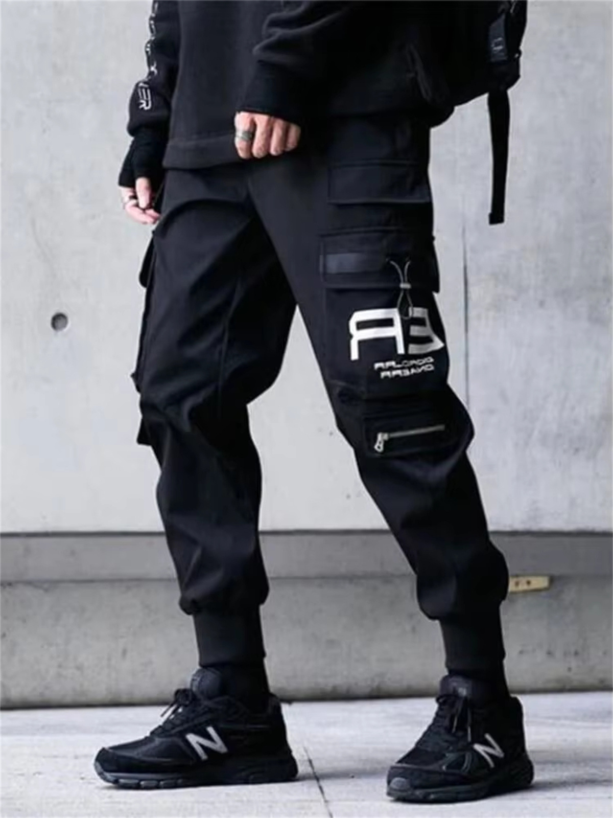 ジョガーカーゴパンツ男性用カジュアルヒップホップヒットカラーポケット男性ズボンスウェットパンツストリートリボン Techwear パンツ