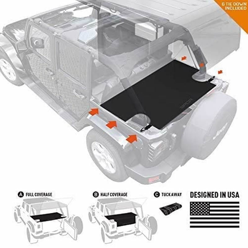 リアトランクカーゴカバーセキュリティシールドカバージープラングラー JK 4 ドア 2007-2017 盗難防止保護プライバシーパーティション