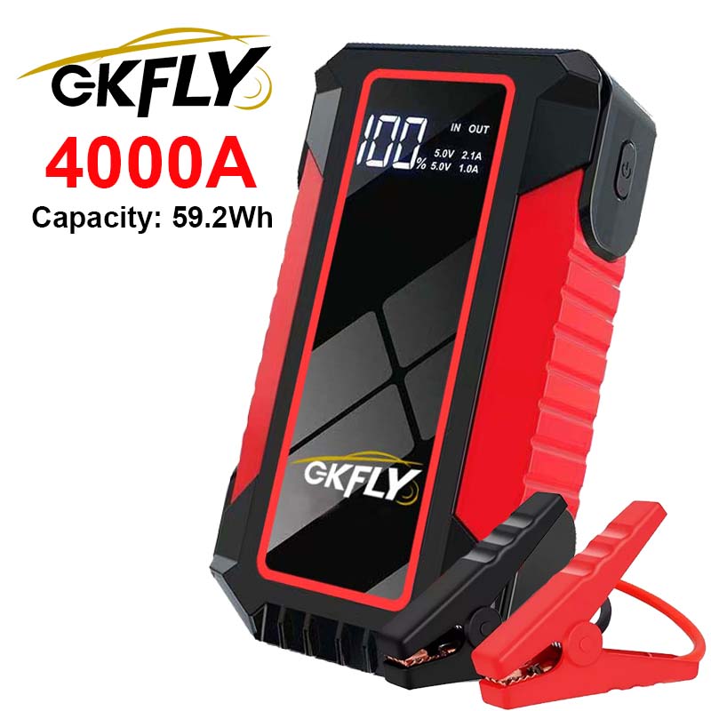 GKFLY 4000A 車のジャンプスターター 59.2Wh 電源銀行ポータブル 12V 始動装置車のバッテリー緊急スターター