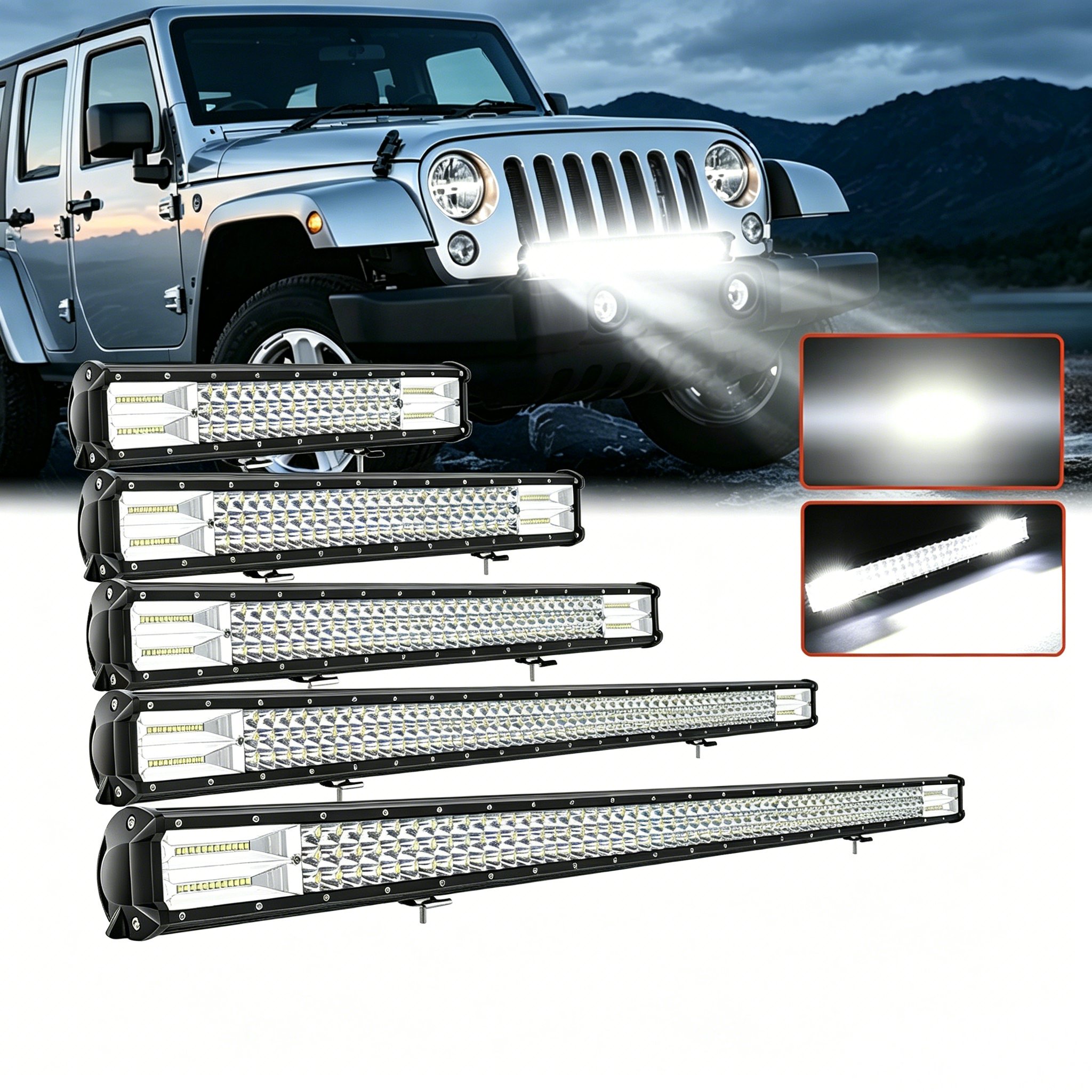 HL 20-34 インチデュアル行 LED オフロード使用ライトバー 6000K 白色光防水フォグランプトヨタハイラックスモト ATV UTV 12V 24V