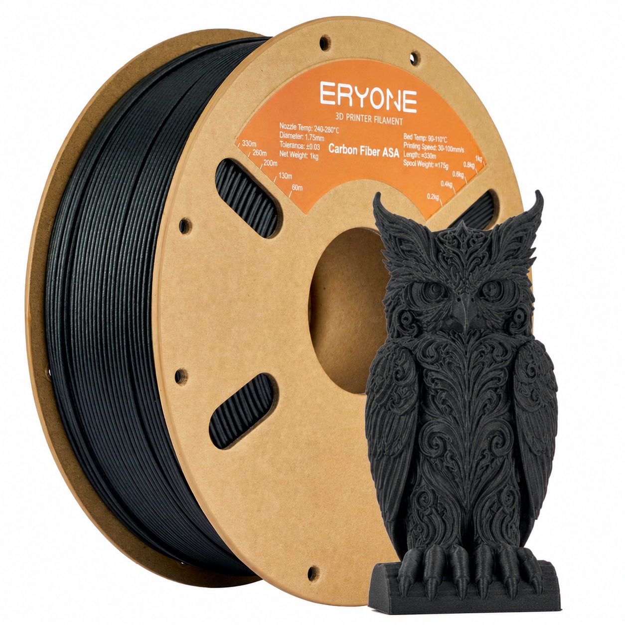 ERYONE カーボンファイバー ASA 3D 印刷フィラメント 1.75mm 耐紫外線性と耐候性、屋外での使用に最適