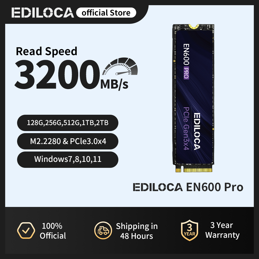 Ediloca EN600 PRO SSD PCIe3.0x4 NVMe M.2 2280 3200MB/s 内蔵ソリッド ステート ドライブ PC デスクトップおよびラップトップ用