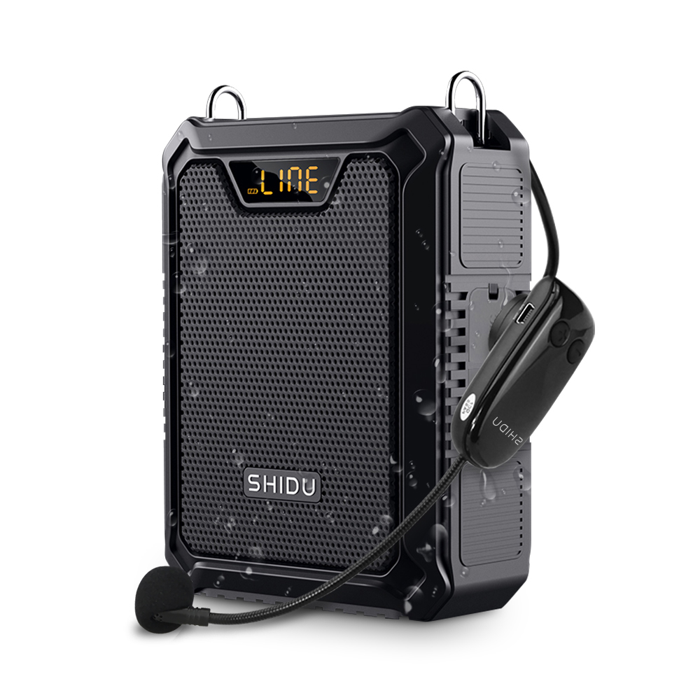 SHIDU 防水 Bluetooth ワイヤレス音声アンプ教師用ヘッドセットマイクスピーカー録音 5000mAh パワーバンク M1000