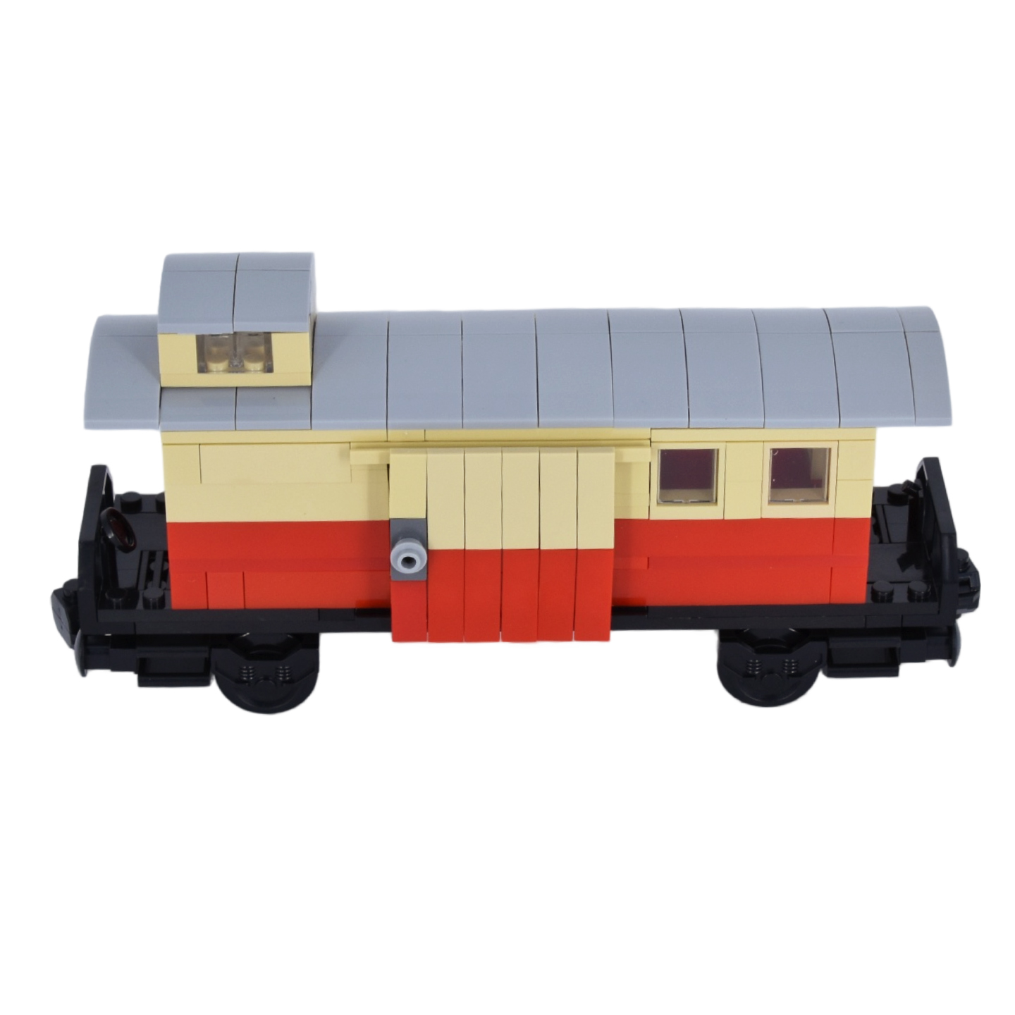 古いスタイルの鉄道車掌車 MOC セット、レトロな列車ガードワゴンブロック、鉄道愛好家への趣味の組み立てギフト