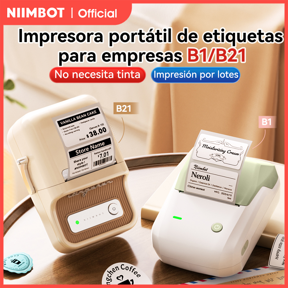 NIIMBOT B21/B1 ポータブルサーマルプリンタ 1500mAh ワイヤレスステッカープリンタバーコード衣類ジュエリー用の粘着ラベル付き
