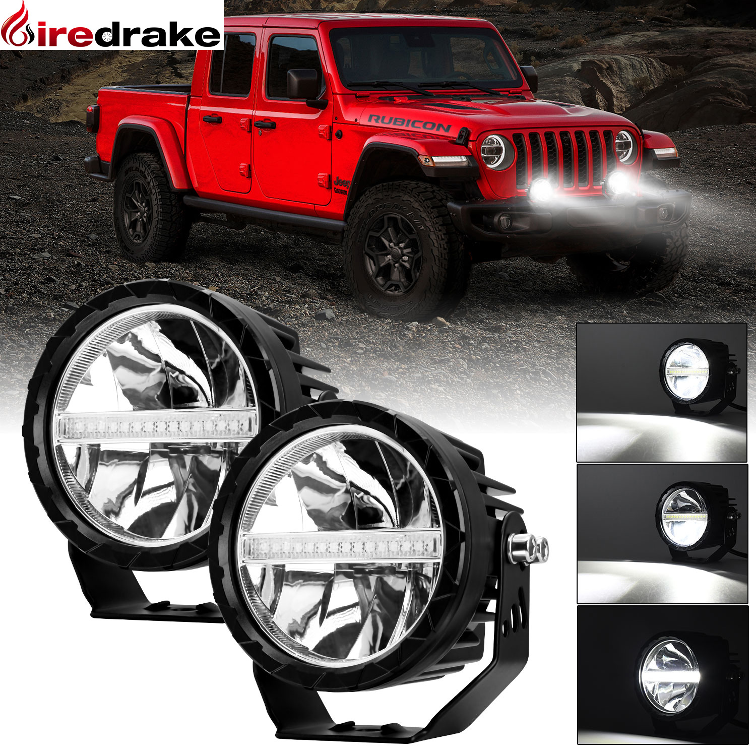 4 インチ LED ワークライト 220 ワットハイパワー円形屈折ワークライト 20000LM オフロードフォグライトトラック SUV ボート 6000K 9-30V