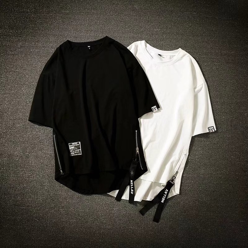 Y2K 夏新メンズファッション特大スタイルカーゴ Tシャツ男 Techwear 男性ブランド品質綿 100% ジップアップ半袖 Tシャツ
