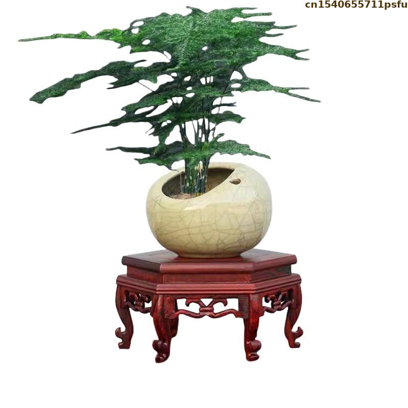 2 タイプ木製スタンディングフラワーベースティーセット台座花瓶植木鉢並べ替えテーブル展示スタンド盆栽ホルダー植物装飾棚