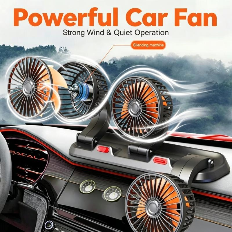 車ファン 360 度調整可能な 3 ヘッド空気ファン自動車扇風機 USB/12V/24V ファン 2 速度車静音ファンホームデスクオフィス用