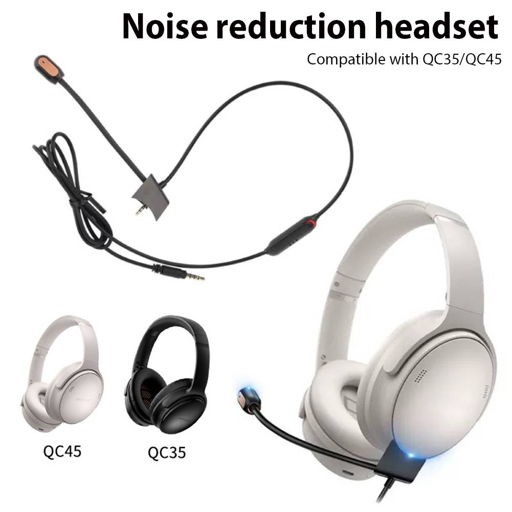 Bose QC35 および QC45 ヘッドセット用の高感度ノイズキャンセリング取り外し可能なゲーミングブームマイク