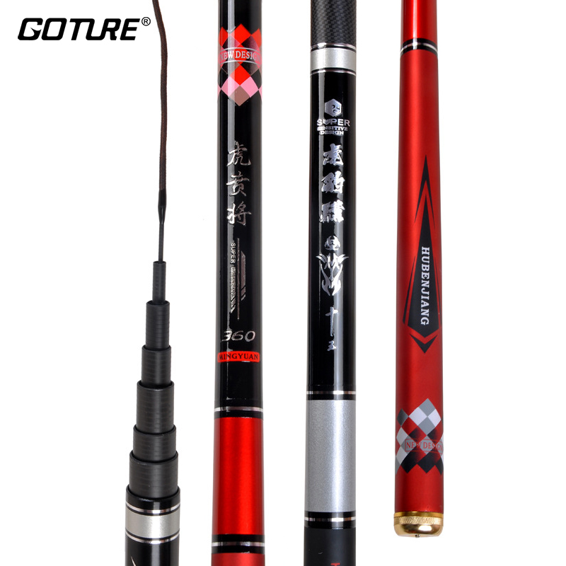 Goture 1/9 パワースーパーハード釣竿 3.6 メートル-6.3 メートルカーボン伸縮鯉ロッドストリームハンドポール釣りアクセサリー
