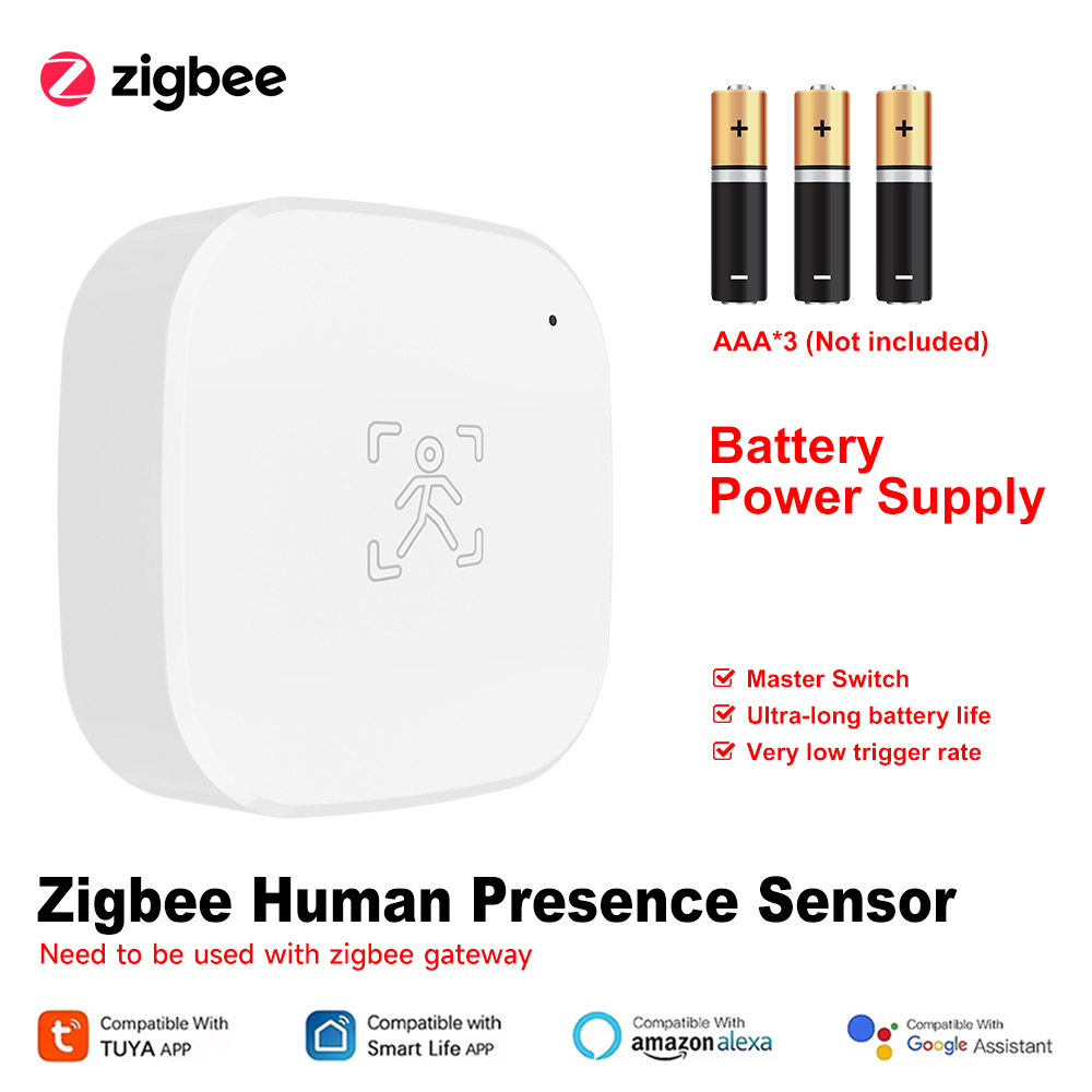 Smart Life Zigbee 24G ミリ波レーダーモーションセンサー人間存在検出器ホームオートメーション用バッテリー駆動呼吸モニター