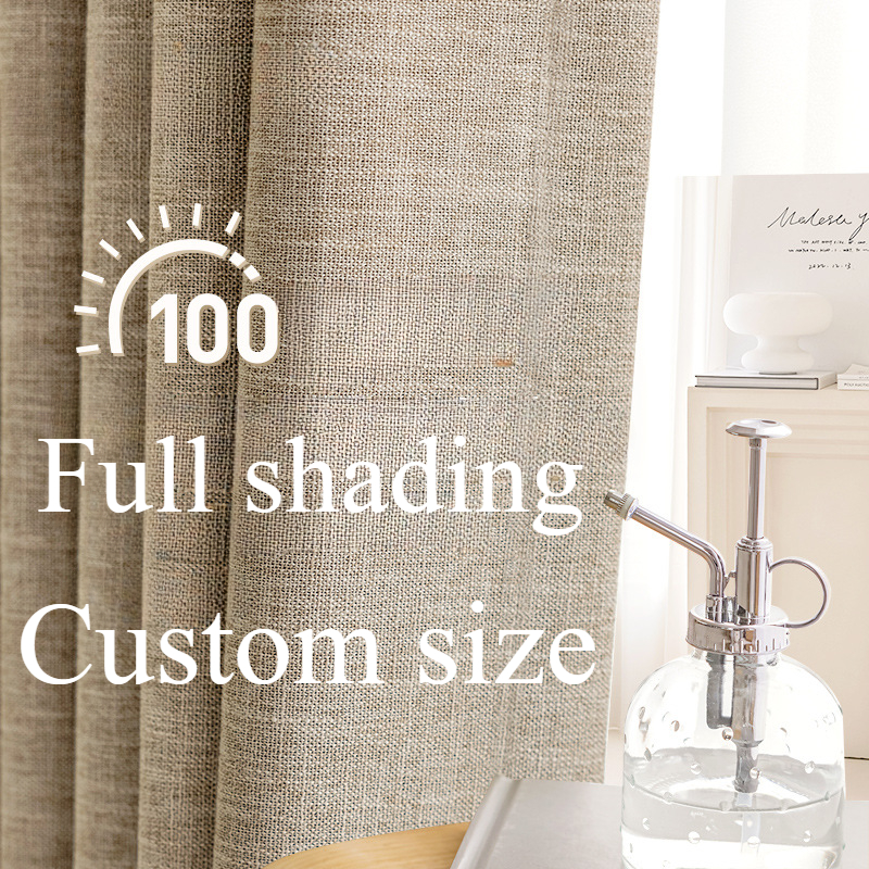 100% Blackout Thickened Cotton Linen Curtains for Bedroom Dining Japanese Luxury Modern Thermal Insulation Window Custom Size