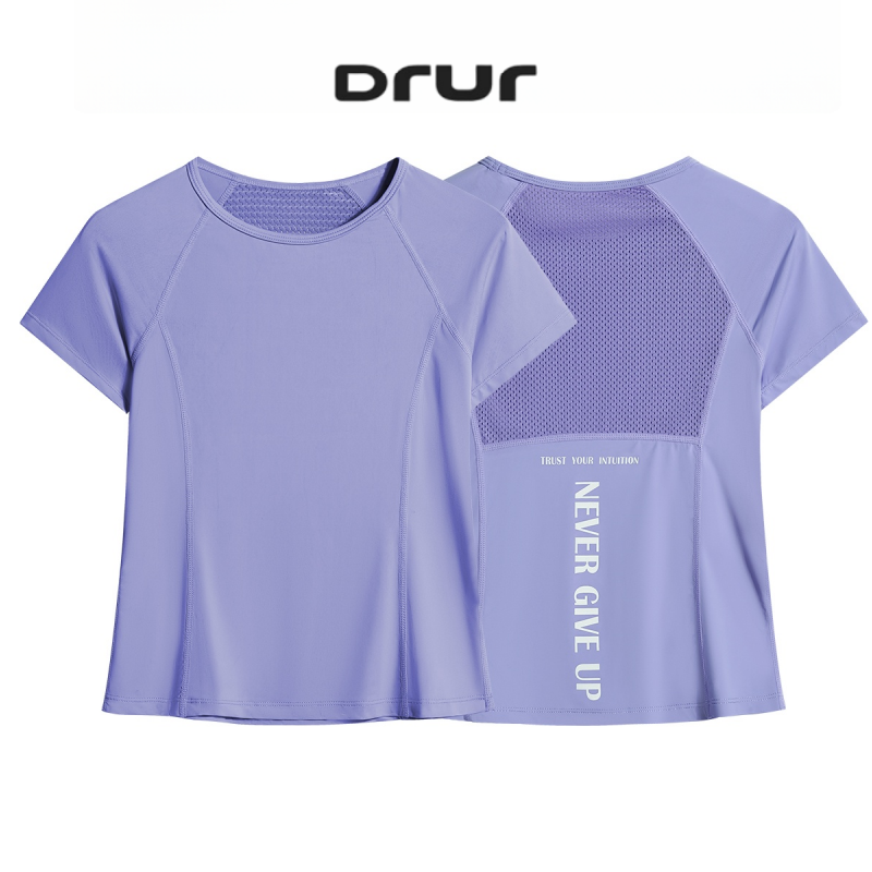 DRUR 女性夏ジム Tシャツ軽量スリムフィットランニングトップ速乾性通気性フィットネスワークアウトシャツジョギング服ヨガウェア