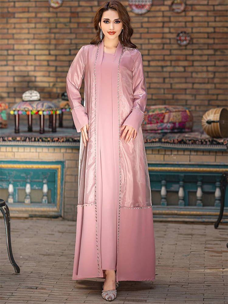 2 個セット着物アバヤ Damen ドバイ高級ラマダン 2025 イスラム教徒ドレス女性服カフタンマロカインローブファム Musulmane カフタン