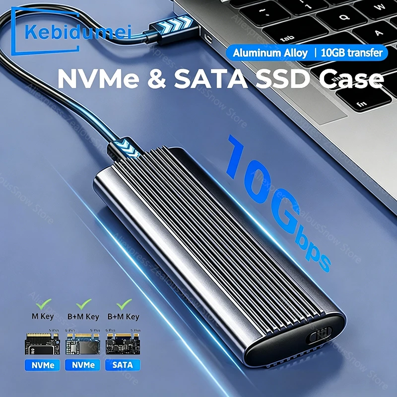 KEBIDUMEI M.2 NVME SATA SSD ケース 10Gbps エンクロージャアダプタ USB 3.1 Gen1 外部ハードディスクボックス 2230 2242 2260 2280 ツールフリー