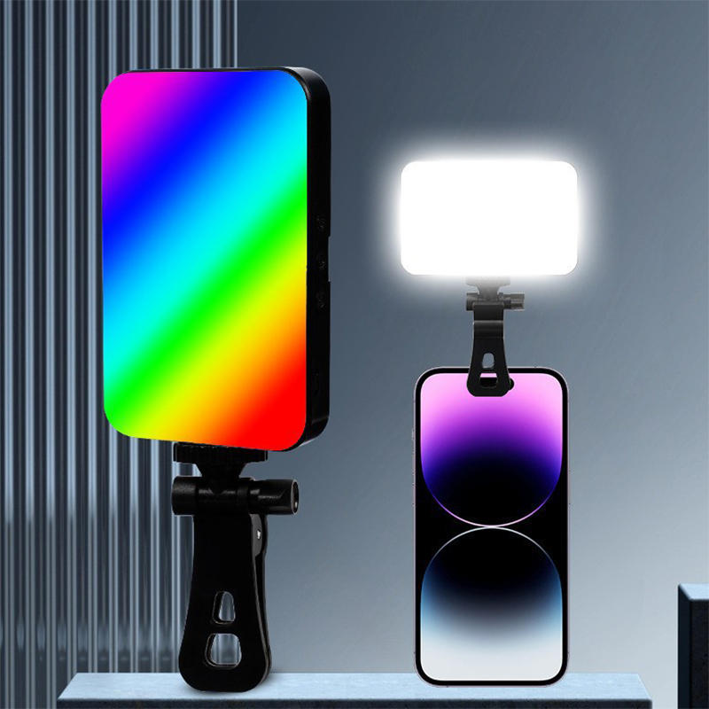 ミニ RGB クリップオンフィルライト、ポータブル LED トリカラーポケットライト、ライブストリーミング、写真、セルフィー用のフィルライト