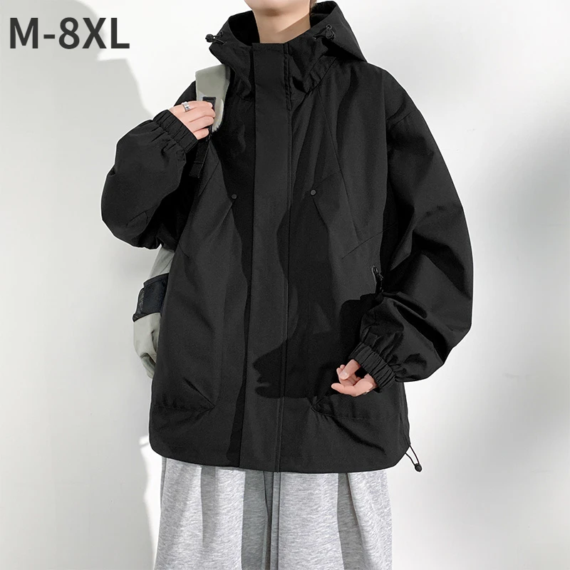 新しいキャンプジャケット男性防風コートプラスサイズ 8XL ファッションカジュアル防水ジャケット男性無地アウタービッグサイズ