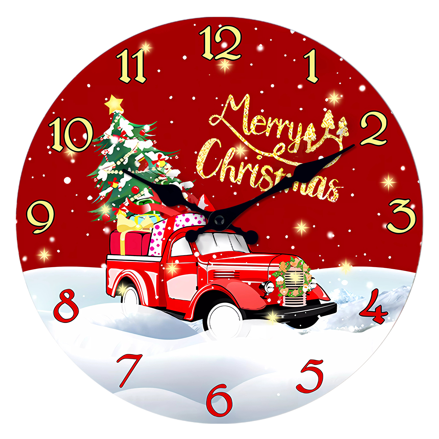 新着クリスマス壁時計サイレント非カチカチクリスマス新年壁時計クリエイティブサンタクロースプレゼント家の装飾
